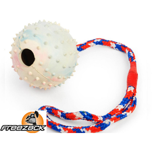 Freezack Kautschuk Ball / Hundespielzeug (Ball mit Seil, 33 cm)