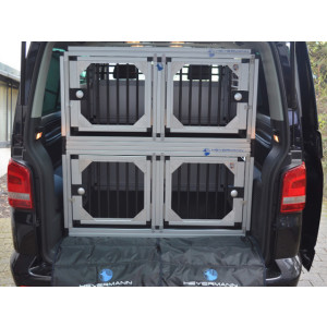 Individuelle Hundetransportbox/ Vierfach-Hundetransportbox für VW T5 (Individualbau 5 Silber,Schwarz,Silber)