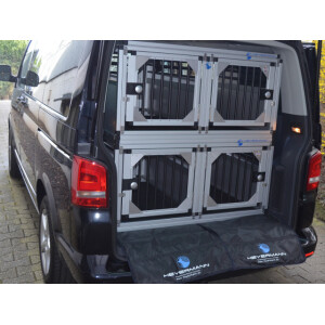 Individuelle Hundetransportbox/ Vierfach-Hundetransportbox für VW T5 (Individualbau 5 Silber,Schwarz,Silber)